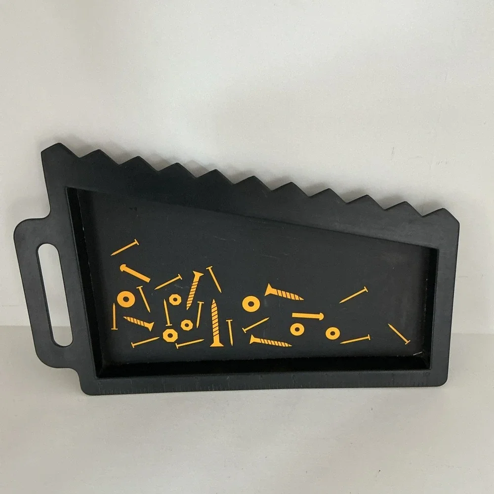 Vintage Magnetic Black Plastic Handsaw Shaped Carpenter Tray 12